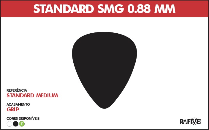 KIT 50 PALHETAS STANDARD SMG 0.88mm SUPER-GRIP